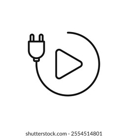 Plug and play icon Isolated flat vector in outline