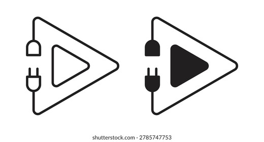 Plug and play icon, thin line symbol, editable stroke eps 10