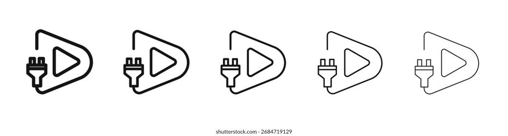 Plug-and-Play-Symbol, Vektorumriss, Illustrationszeichen