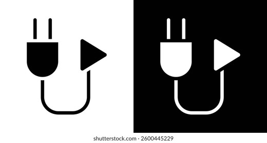 Plug and play icons vectors set in solid style.