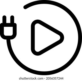 Plug And Play Outline Vector Icon Design 
