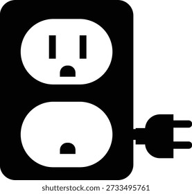 Icono de puerto de enchufe, enchufe de alimentación y símbolo de conexión USB para Tecnología, tecnología de enchufe de pared Vector de energía, Plantilla de interfaz de carga, enchufe eléctrico, señal de salida para App, Web, diseño de interfaz de usuario