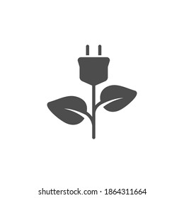Plug power icon. Socket and leaf sign. Alternative power nature energy. Vector illustration isolated on white.