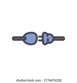 Plug and power outlet line and fill style icon design, Electrical technology and tool theme Vector illustration