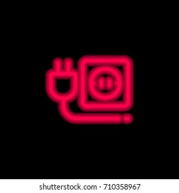Plug red glowing neon ui ux icon. Glowing sign logo vector