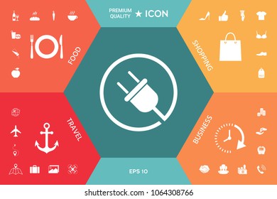 Plug in round icon