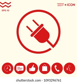 Plug in round icon