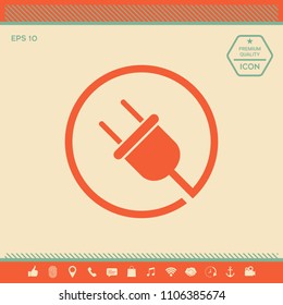 Plug in round icon