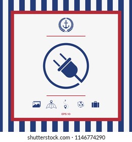 Plug in round icon