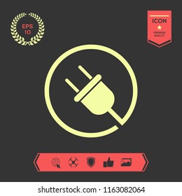 Plug in round icon