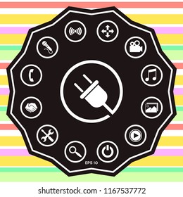 Plug in round icon