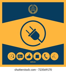 Plug in round icon