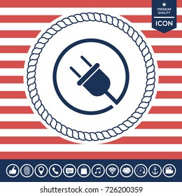 Plug in round icon