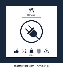 Plug in round icon