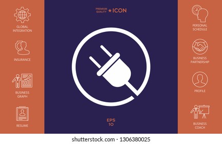 Plug in round icon. Graphic elements for your design
