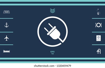 Plug in round icon. Graphic elements for your design