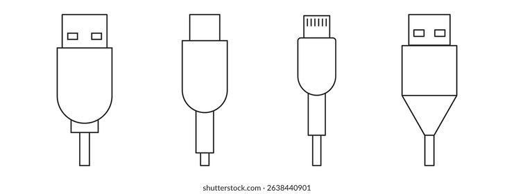 Plug In  A Set of Simple USB Icons .  Illustrator 