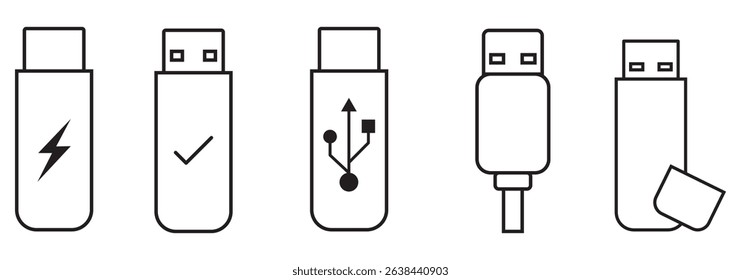 Plug In  A Set of Simple USB Icons .  Illustrator 
