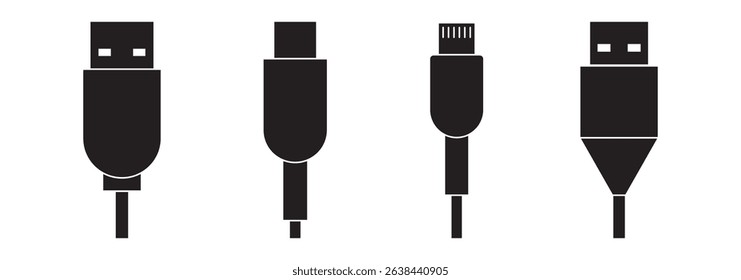 Plug In  A Set of Simple USB Icons .  Illustrator 
