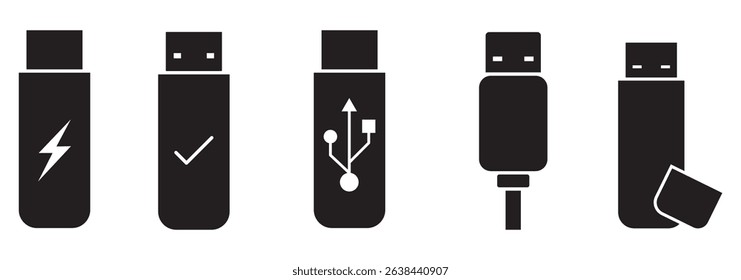 Plug In  A Set of Simple USB Icons .  Illustrator 