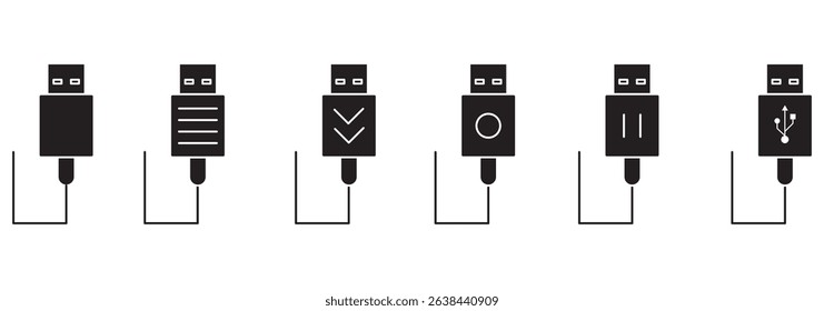 Plug In  A Set of Simple USB Icons .  Illustrator 