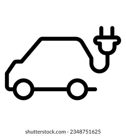 Plug in shape of electric vehicle line icon, Electric car concept, EV transport logo sign on white background, Electric Car and Plug icon outline style. Vector graphics.