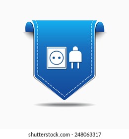 Plug Sign blue Vector Icon Design