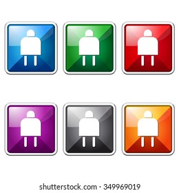 Plug Sign Colorful Vector Icon Button