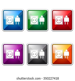 Plug Sign Colorful Vector Icon Button