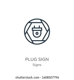 Plug Sign Icon Thin Linear Plug Stock Vector (Royalty Free) 1608507796 ...
