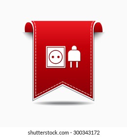 Plug Sign Red Vector Icon Design