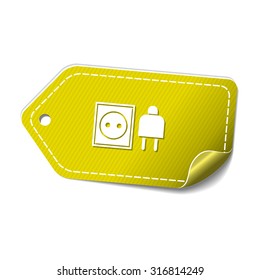 Plug Sign Yellow Vector Icon Design