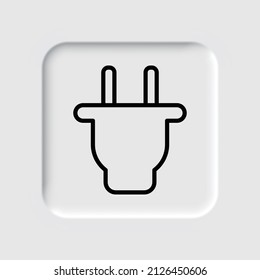 Plug simple icon. Flat desing. Neumorphism design.ai