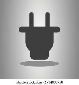 Plug simple icon with shadow. Flat desing