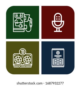plug simple icons set. Contains such icons as Electric car, Microphone, Vga, Sticks, can be used for web, mobile and logo