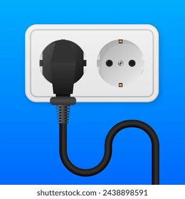 Plug in Socket. Electric Power outlet plug. Current equipment with different ports connectors. Vector illustration.