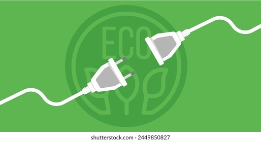 Plug and socket, electricity, green energy, eco energy - banner, background - vector illustration	