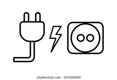 plug and socket Electricity icons On a white background, vector, Relating to electric wiring current illustration 