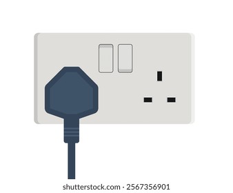 Plug and socket flat vector illustration isolated on a white background