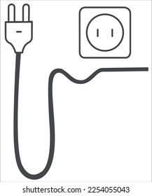 plug socket icon, cord. Vector graphics