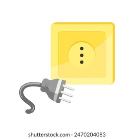 Icono de enchufe, eléctrico, Ilustración vectorial de tipo de entrada de salida de cable de alimentación aislada en blanco