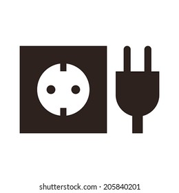 Plug and socket icon isolated on white background