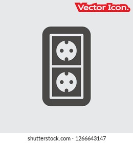 Plug socket icon isolated sign symbol and flat style for app, web and digital design. Vector illustration.