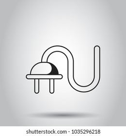 Plug socket icon in line style. Vector illustration on isolated background. Business concept power wire cable pictogram.