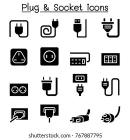 Plug & Socket Icon Set Vector Illustration Graphic Design