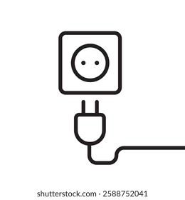 Plug and socket, linear icon. Line with editable stroke