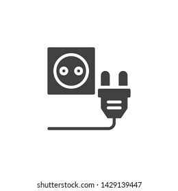 Plug socket vector icon. filled flat sign for mobile concept and web design. Electric Plug with Power Outlet glyph icon. Symbol, logo illustration. Vector graphics