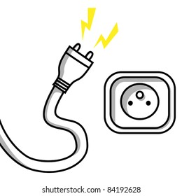 Plug and a socket, vector illustration