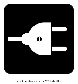 Plug symbol button on white background. Vector illustration.