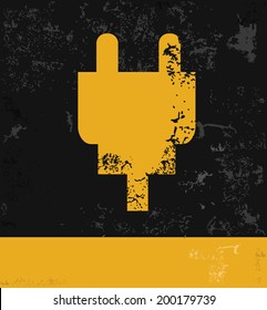 Plug symbol,grunge vector